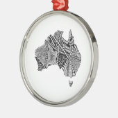 オーストラリアの地図の落書き メタルオーナメント (左)