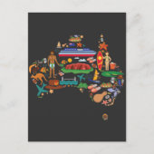 オーストラリアの地図オーストラリア大陸動物旅行 ポストカード (正面)