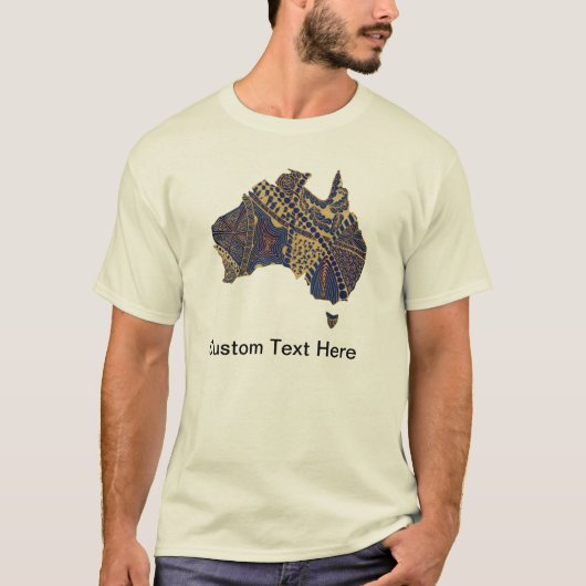 オーストラリアの地図タン・ブルー・レッド Tシャツ (正面)