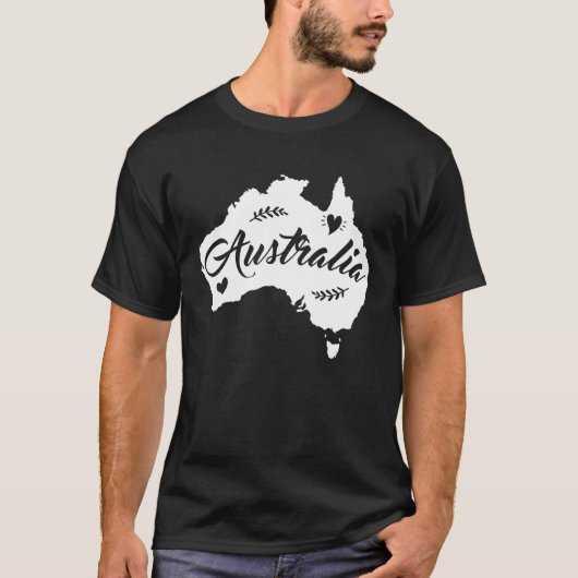 オーストラリアの地図トラベル&動物州ホームオーストラリア Tシャツ (正面)