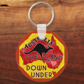 オーストラリアの地図ランドダウンウィズアンドカンガルーレトロ キーホルダー (正面)