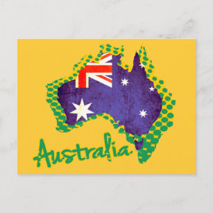 オーストラリアの地図国旗のはがき ポストカード