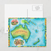オーストラリアの地図 ポストカード (正面/裏面)
