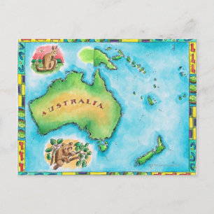 オーストラリアの地図 ポストカード