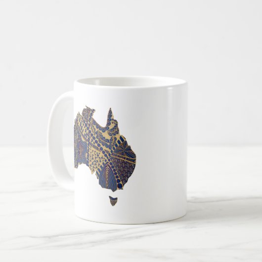 オーストラリアの地図(淡青 – 赤) コーヒーマグカップ (正面左)