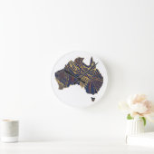 オーストラリアの地図（淡青 – 赤） ラウンド壁時計 (ホーム)