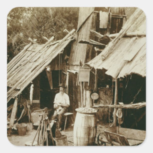 オーストラリアの探鉱者、c.1880s (セピア色の写真) スクエアシール