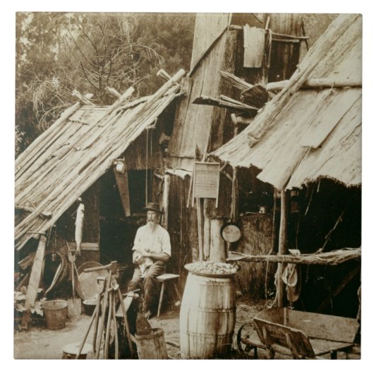 オーストラリアの探鉱者、c.1880s (セピア色の写真) タイル (正面)