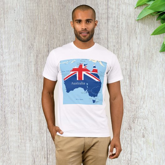 オーストラリアの旗の地図のシルエット Tシャツ