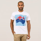 オーストラリアの旗の地図のシルエット Tシャツ (正面フル)
