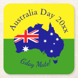 オーストラリアの日に一致する文字年の編集 スクエアペーパーコースター