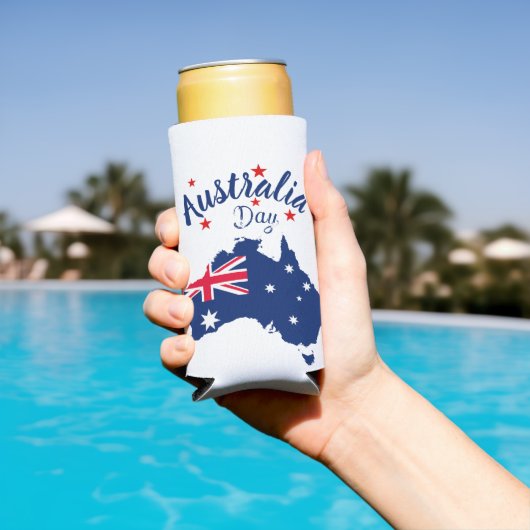 オーストラリアの日の赤と白 スリム缶クーラー (インサイチュ プール)
