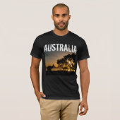 オーストラリアの日没のブラックカンガルー Tシャツ (正面フル)