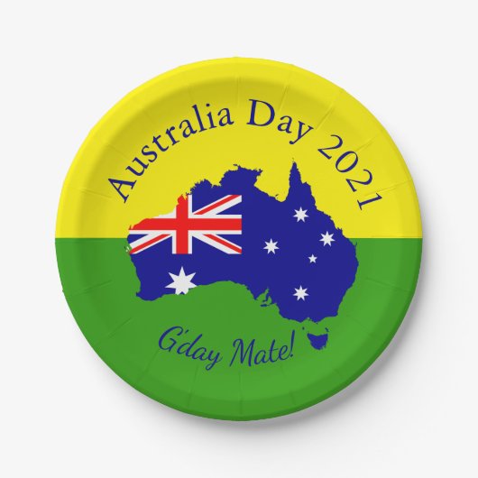 オーストラリアの日7"に一致する文字の編集 ペーパープレート (正面)