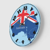 オーストラリアの時計の地図 ラージ壁時計 (傾斜)