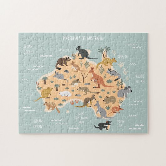 オーストラリアの有袋子供の地図 ジグソーパズル (横)