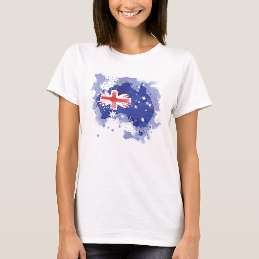 オーストラリアの水彩地図 Tシャツ (正面)