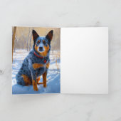 オーストラリアの牛が雪のクリスマスを過ごす カード (内部)