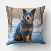 オーストラリアの牛が雪のクリスマスを過ごす クッション (裏面)