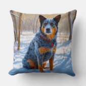 オーストラリアの牛が雪のクリスマスを過ごす クッション (正面)