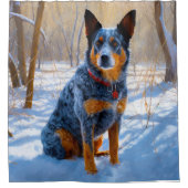 オーストラリアの牛が雪のクリスマスを過ごす シャワーカーテン (正面)