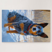 オーストラリアの牛が雪のクリスマスを過ごす ジグソーパズル (横)