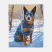 オーストラリアの牛が雪のクリスマスを過ごす フリースブランケット (正面)