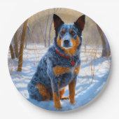 オーストラリアの牛が雪のクリスマスを過ごす ペーパープレート (正面)