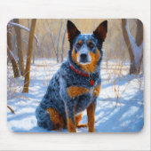 オーストラリアの牛が雪のクリスマスを過ごす マウスパッド (正面)