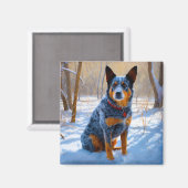 オーストラリアの牛が雪のクリスマスを過ごす マグネット (正面/裏面)