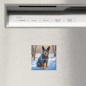 オーストラリアの牛が雪のクリスマスを過ごす マグネット (インサイチュ (食洗機))