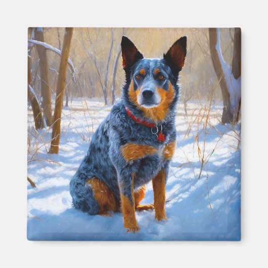 オーストラリアの牛が雪のクリスマスを過ごす マグネット (正面)