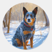 オーストラリアの牛が雪のクリスマスを過ごす ラウンドシール (正面)