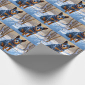 オーストラリアの牛が雪のクリスマスを過ごす ラッピングペーパー (角)