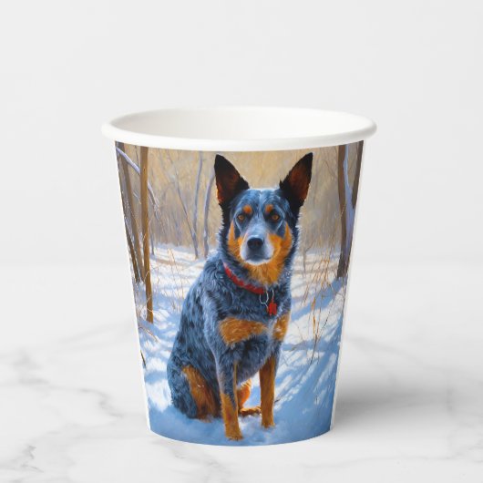 オーストラリアの牛が雪のクリスマスを過ごす 紙コップ (正面)