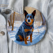 オーストラリアの牛が雪のクリスマスを過ごす 缶バッジ (インサイチュ)