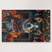 オーストラリアの牛とクリスマスプレゼント暖炉 ジグソーパズル (横)