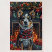 オーストラリアの牛とクリスマスプレゼント暖炉 ジグソーパズル (縦)