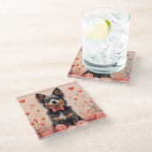 オーストラリアの牛とバラ – バレンタインデー ガラスコースター (アングル)