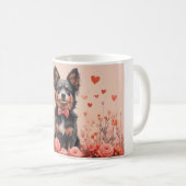 オーストラリアの牛とバラ – バレンタインデー コーヒーマグカップ (正面右)