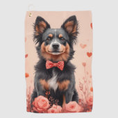 オーストラリアの牛とバラ – バレンタインデー ゴルフタオル (正面)