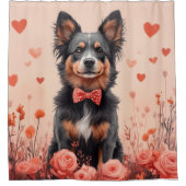 オーストラリアの牛とバラ – バレンタインデー シャワーカーテン (正面)