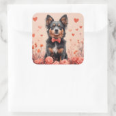 オーストラリアの牛とバラ – バレンタインデー スクエアシール (バッグ)