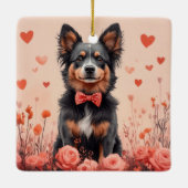 オーストラリアの牛とバラ – バレンタインデー セラミックオーナメント (裏面)