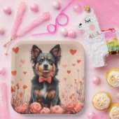 オーストラリアの牛とバラ – バレンタインデー ペーパープレート (パーティー)