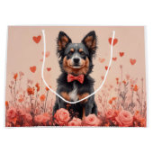 オーストラリアの牛とバラ – バレンタインデー ラージペーパーバッグ (正面)