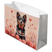 オーストラリアの牛とバラ – バレンタインデー ラージペーパーバッグ (裏面アングル)