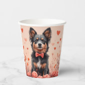 オーストラリアの牛とバラ – バレンタインデー 紙コップ (正面)