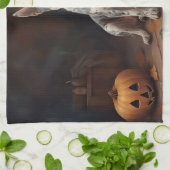 オーストラリアの牛のカボチャのハロウィーン怖い キッチンタオル (折り畳み)
