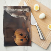 オーストラリアの牛のカボチャのハロウィーン怖い キッチンタオル (四つ折り)